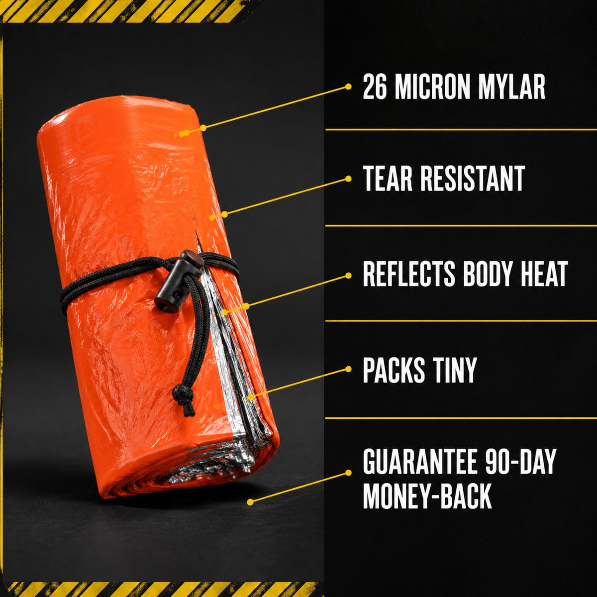 Emergency Sleeping Bag specification card