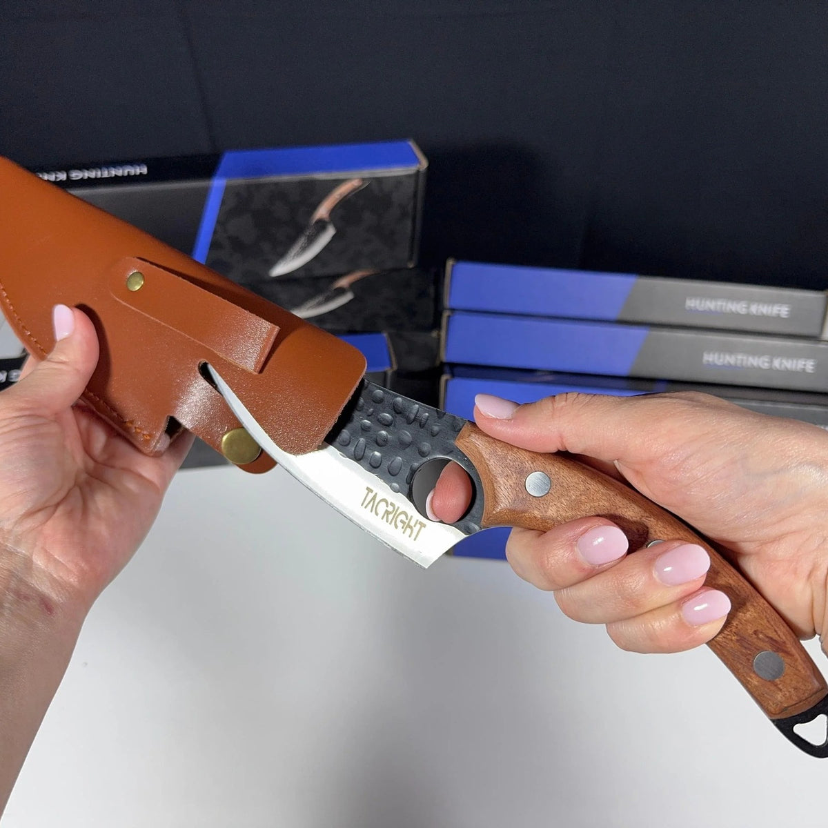 Hunting knife held in the hand