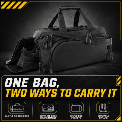 Hybrid duffle bag, features labelled