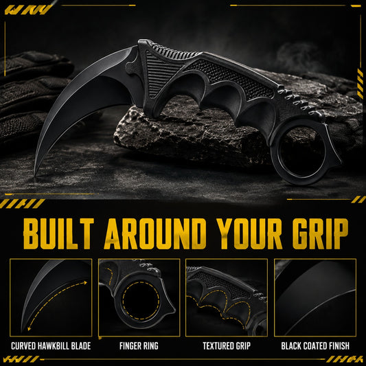 Karambit knife, features labelled