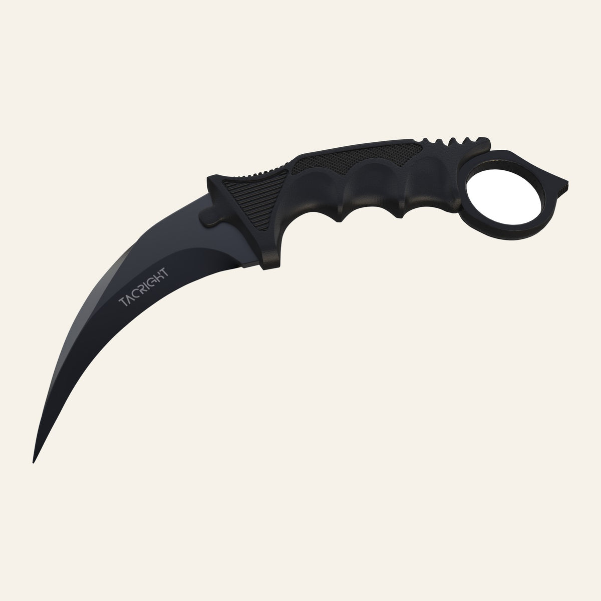 Karambit knife side view showing the hawkbill blade