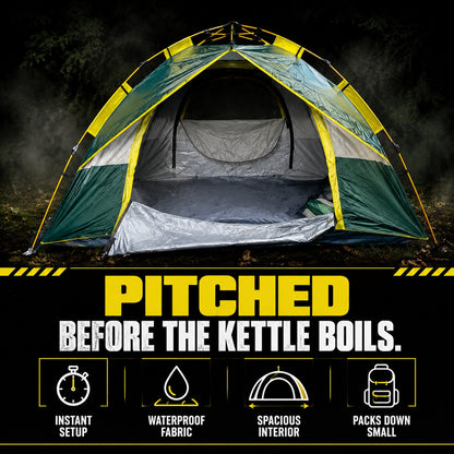 Quick Popup Tent features: instant setup, waterproof, spacious, packs small