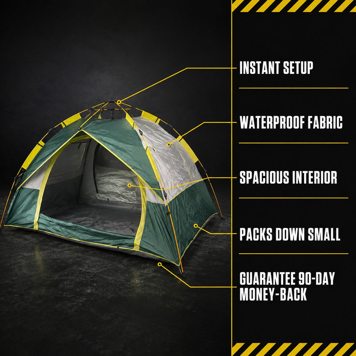 Quick Popup Tent specification card