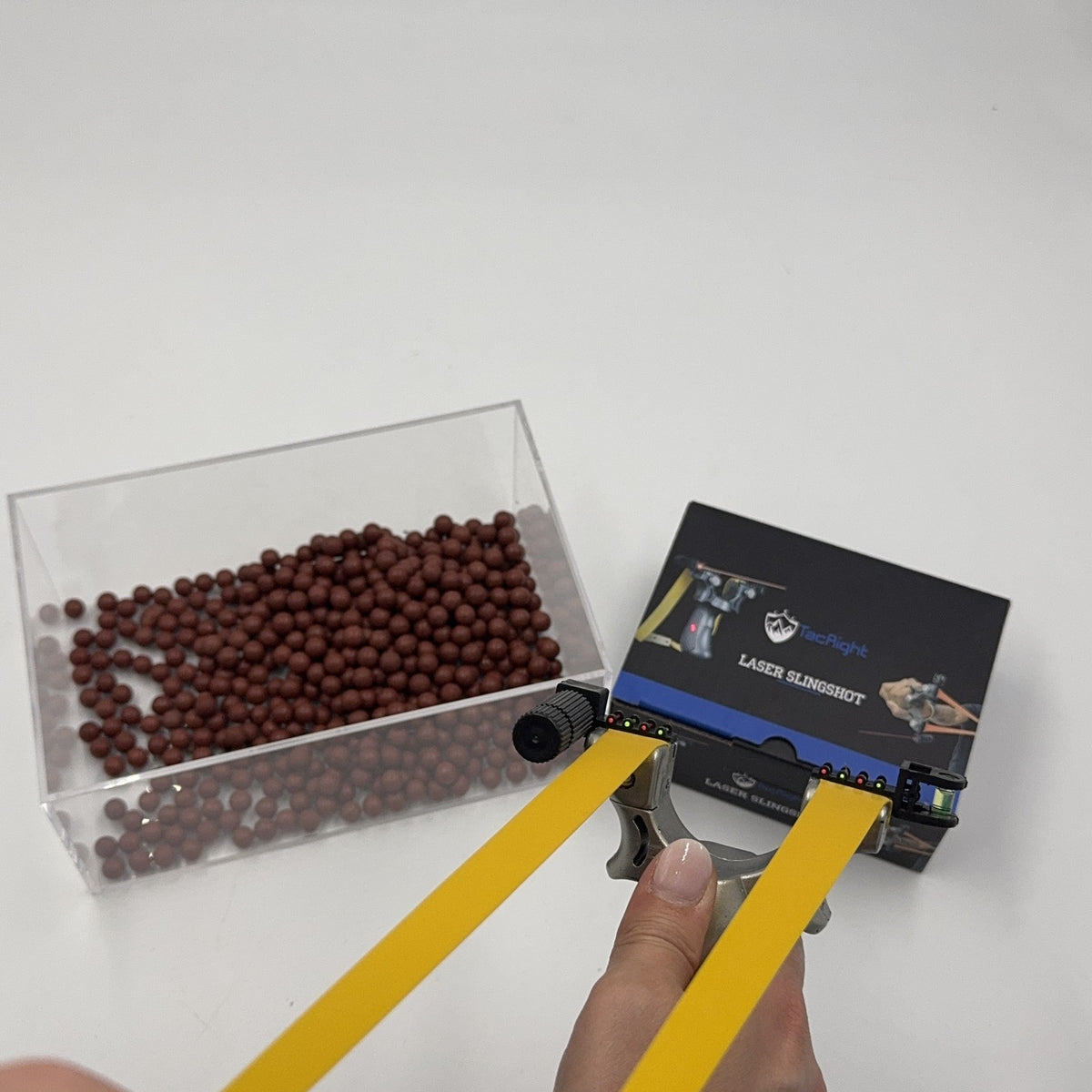 Laser Slingshot with clay ammo