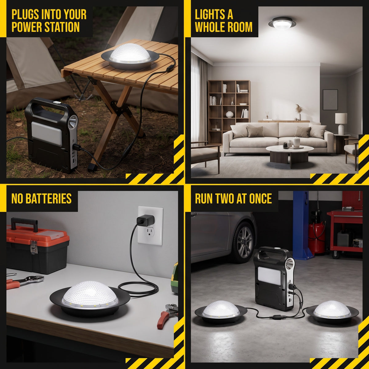 Power station light bulb shown across four settings