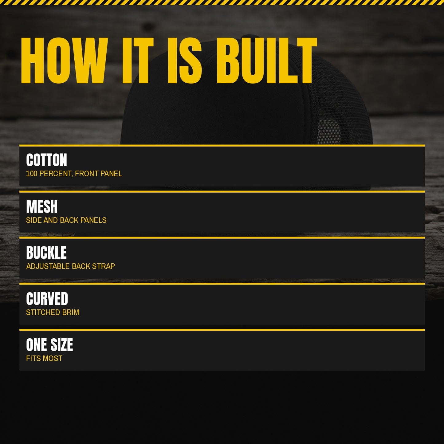 2nd Amendment Cap build panel: cotton front, mesh panels, buckle strap, curved brim and one size