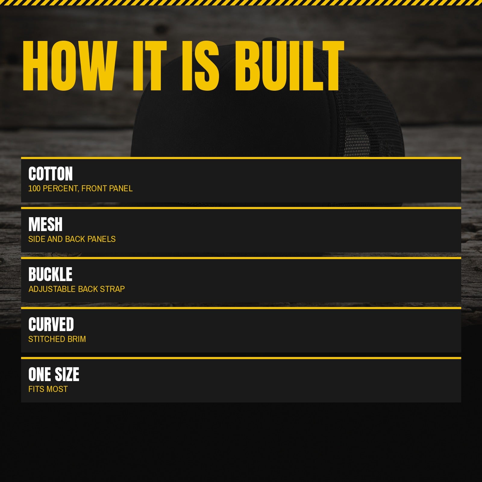 2nd Amendment Cap build panel: cotton front, mesh panels, buckle strap, curved brim and one size