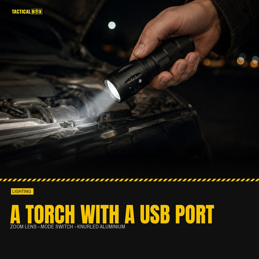 Powerbank Flashlight lighting an engine bay at night, build details alongside