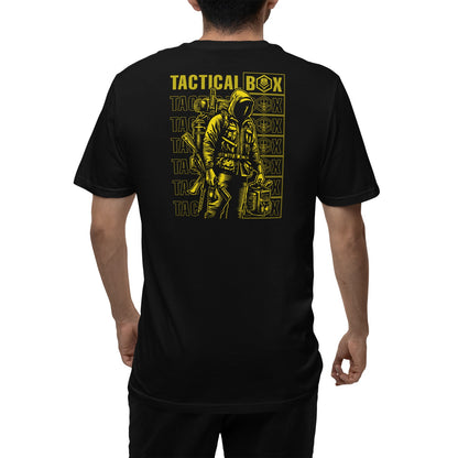 Prepper Man T-Shirt on a model, rear view showing the back print