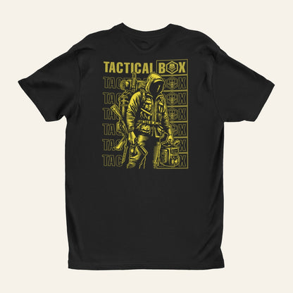 Prepper Man T-Shirt back view laid flat, full print