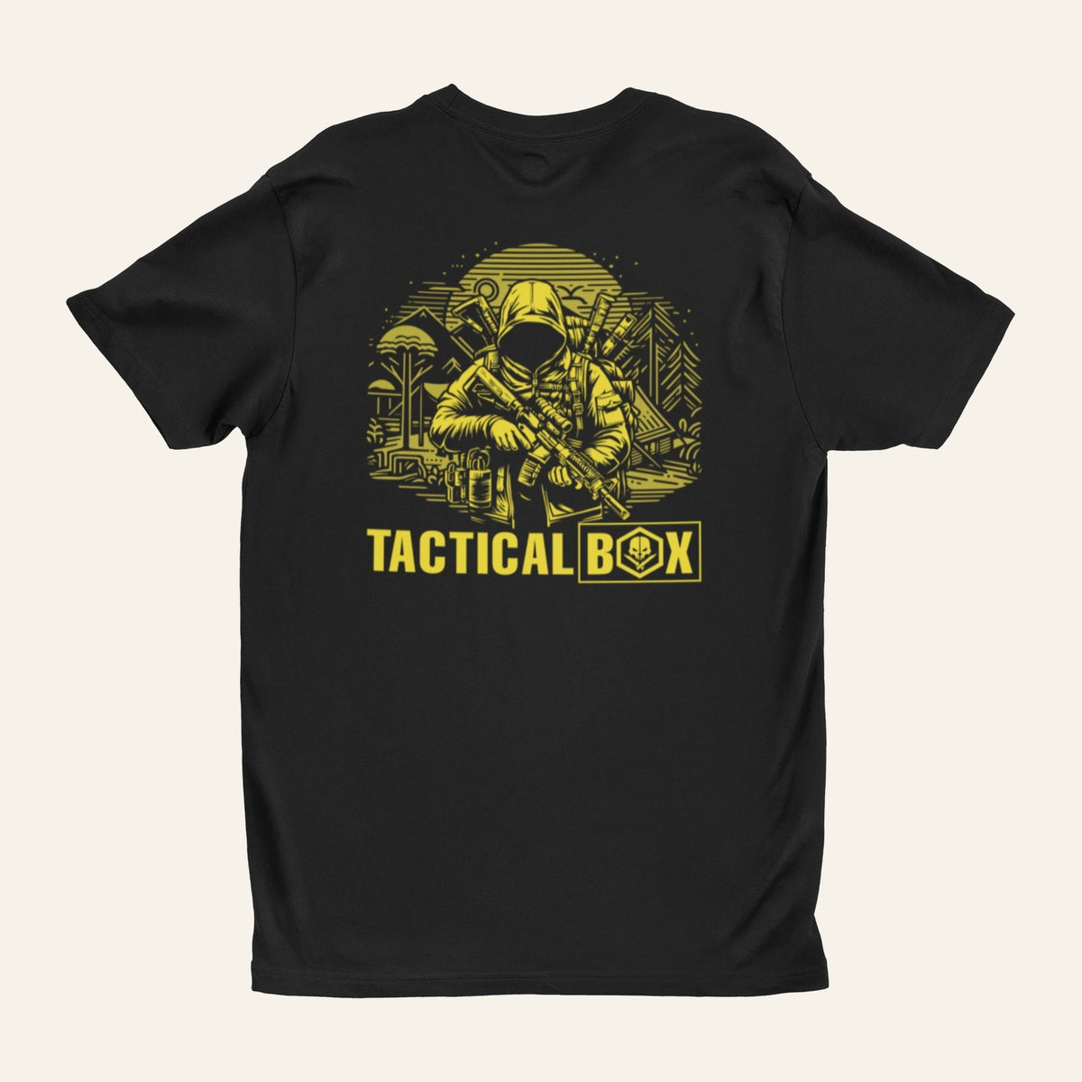 Tactical Ready T-Shirt back view laid flat, full print