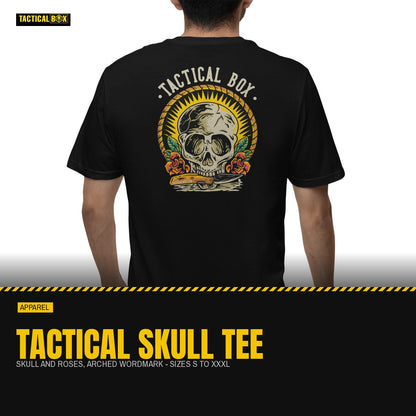 Tactical Skull T-Shirt worn back-to-camera with the full back print visible