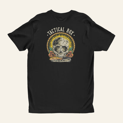 Tactical Skull T-Shirt back view laid flat, full print