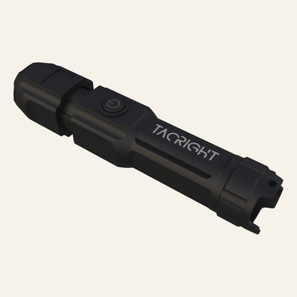 Tacright USB Flashlight product view showing the zoom head, side switch and belt clip