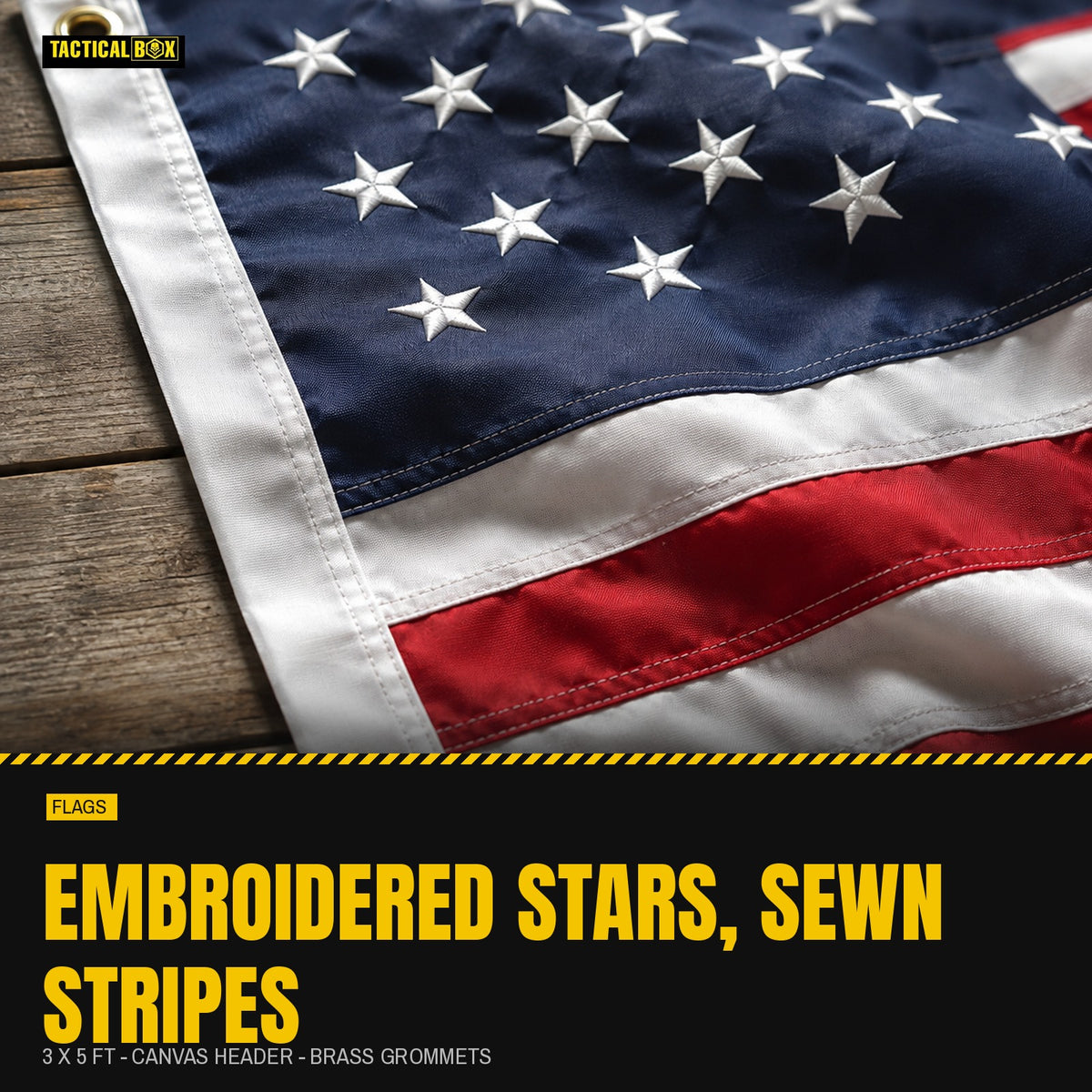 American flag hoist edge on barnwood with the construction details alongside