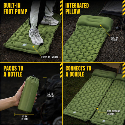 Survival Mattress shown across four uses