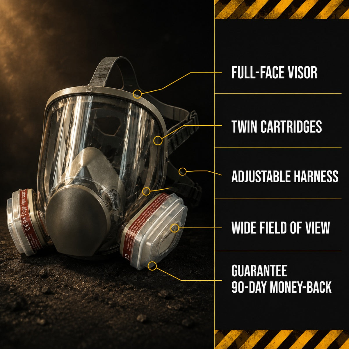 Tacright Gas Mask specification callouts