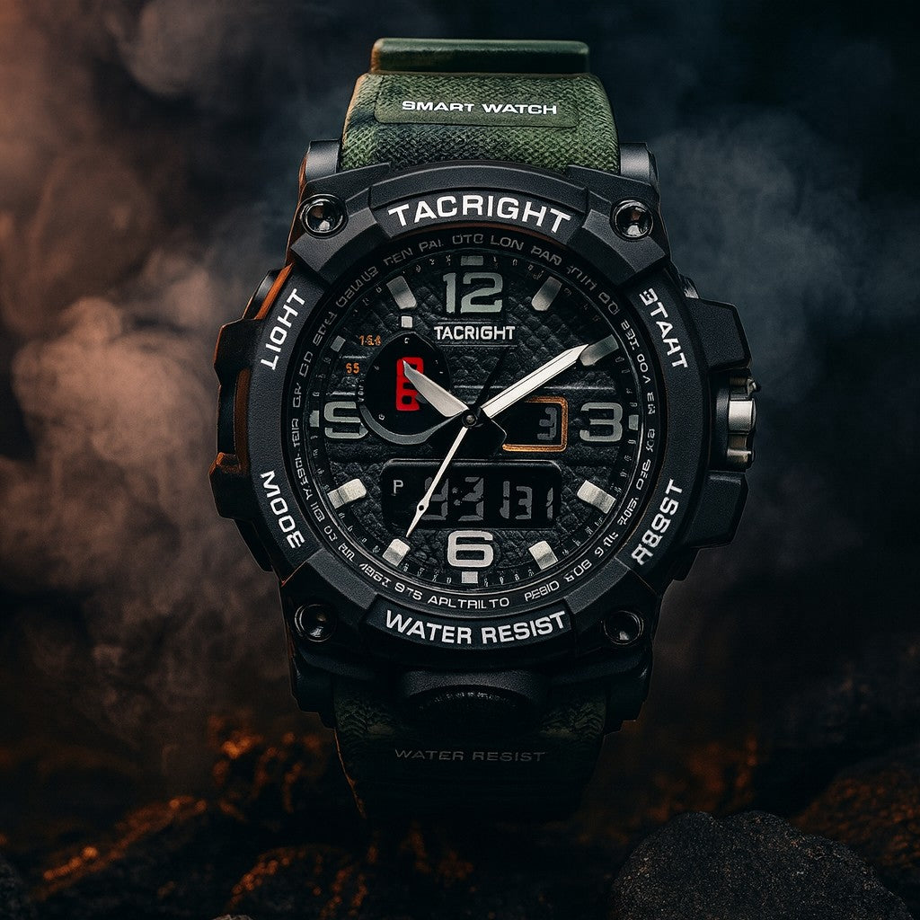 Tacright Military Watch with luminous dial in low light